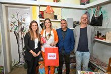 Fernanda Ribeiro (Peniche) com a equipa do CM - Andreia Candeias, Francisco Gomes e Paulo João Santos 