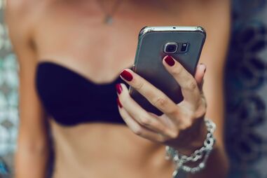 mulher, sensualidade, telemóvel