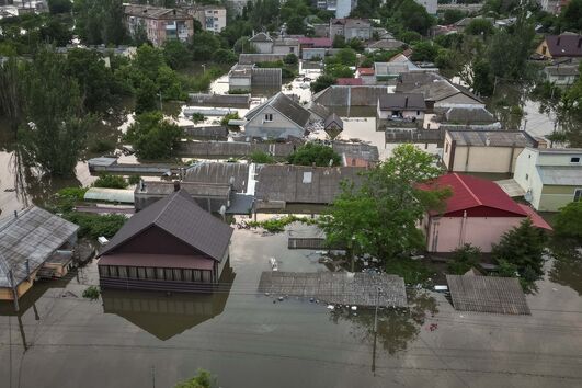 Áreas inundadas após colapso da barragem de Kakhovka 