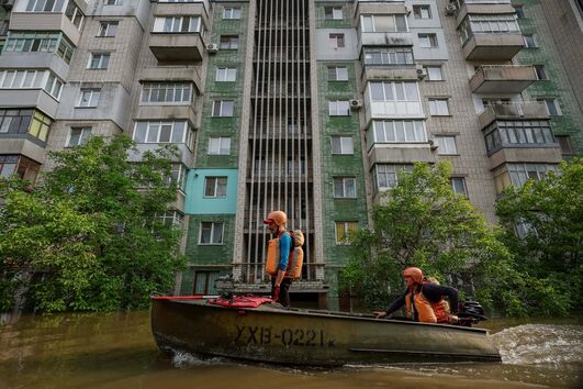 Áreas inundadas após colapso da barragem de Kakhovka 