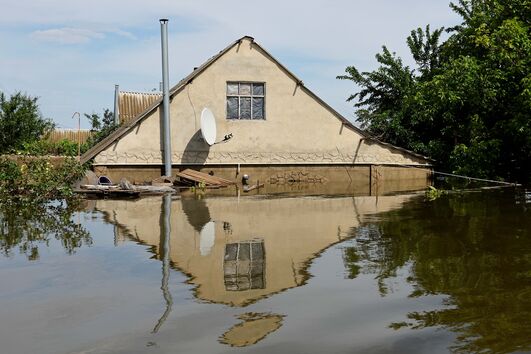 Áreas inundadas após colapso da barragem de Kakhovka 