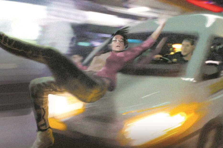 Ilustração de um atropelamento