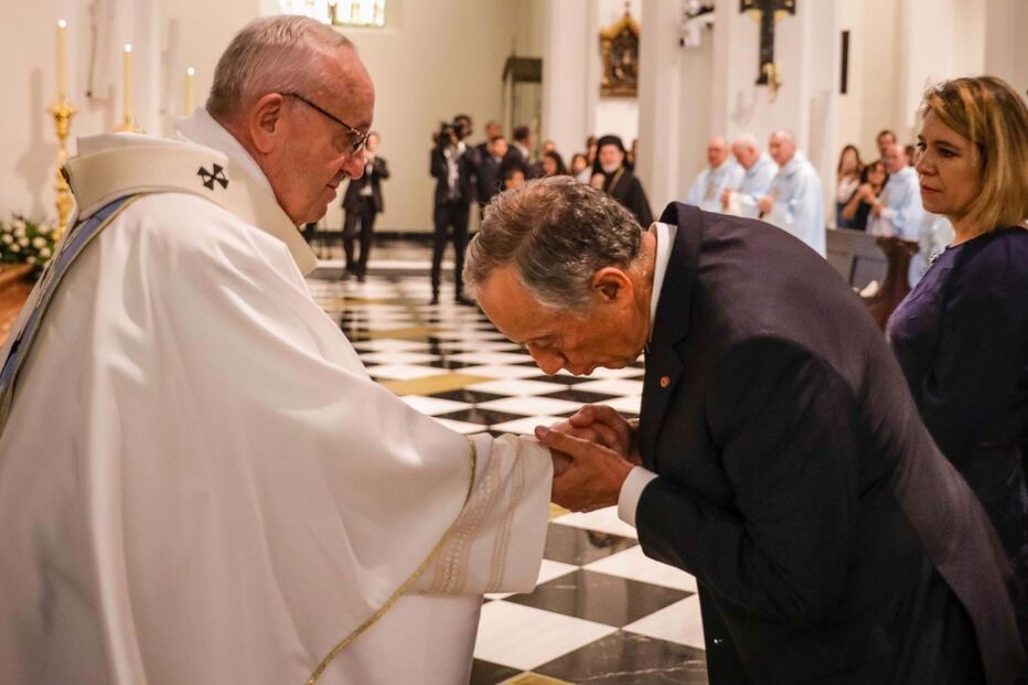 Papa Francisco com Marcelo Rebelo de Sousa, no Panamá