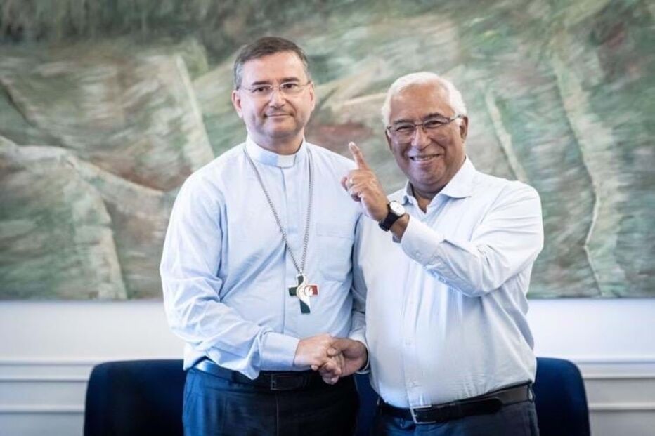 António Costa e o bispo D. Américo Aguiar
