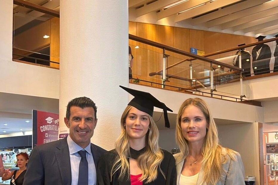 Luís Figo com a filha Martina e Helen Svedin