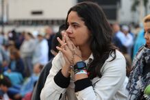 Peregrinos emocionados com Papa Francisco