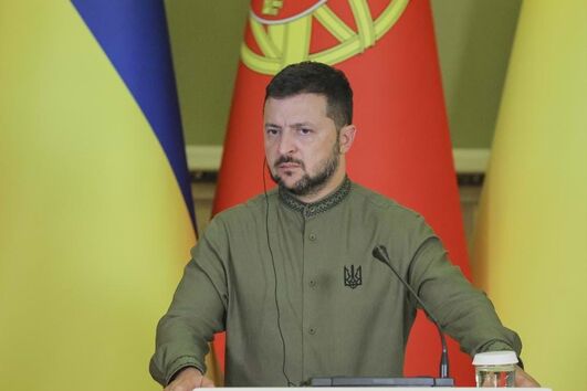 Volodymyr Zelensky em conferência de imprensa