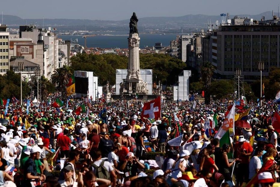 Peregrinos no Parque Eduardo VII
