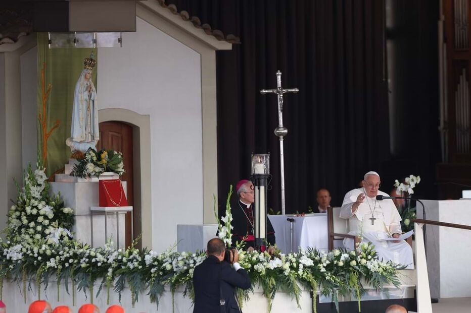Papa Francisco discursa na Capelinha das Aparições