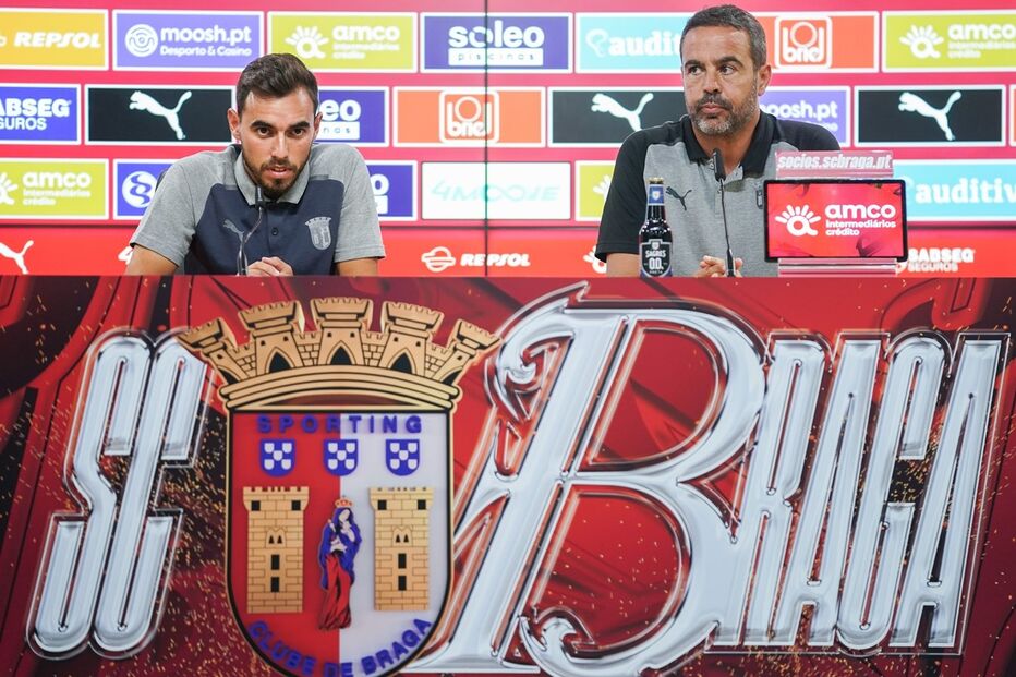 O capitão Ricardo Horta  e o treinador Artur Jorge na antevisão do jogo