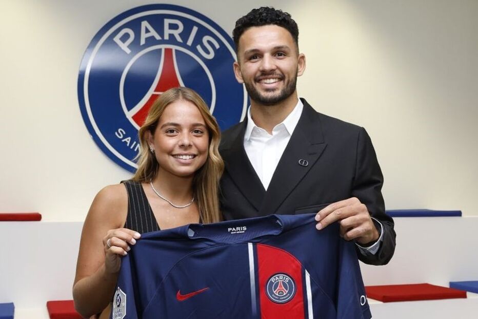 Margarida com Gonçalo Ramos quando foi anunciado  no PSG