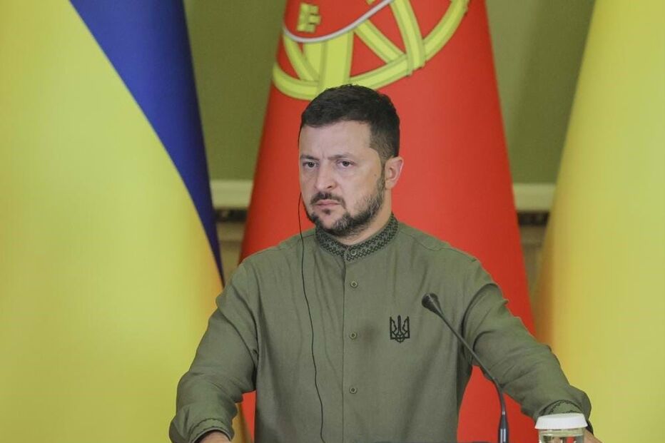 Volodymyr Zelensky em conferência de imprensa