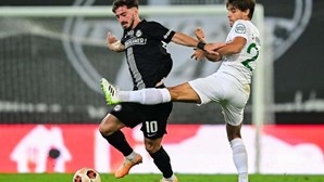 Sturm Graz 0-0 Sporting: Intervalo sem golos