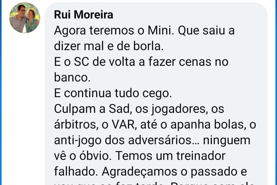 Comentário de Rui Moreira