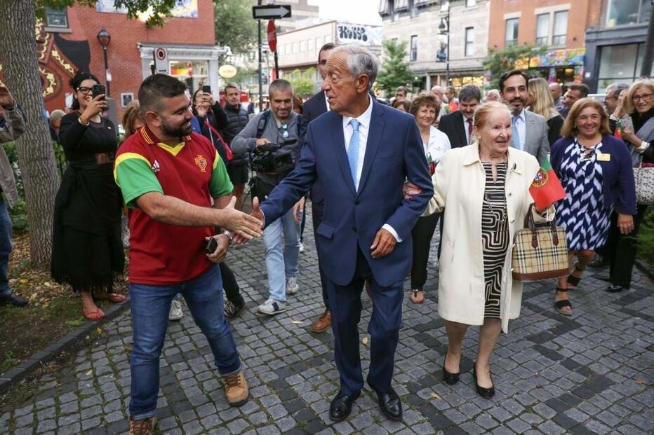 Marcelo Rebelo de Sousa em bairro português de Montreal, Canadá