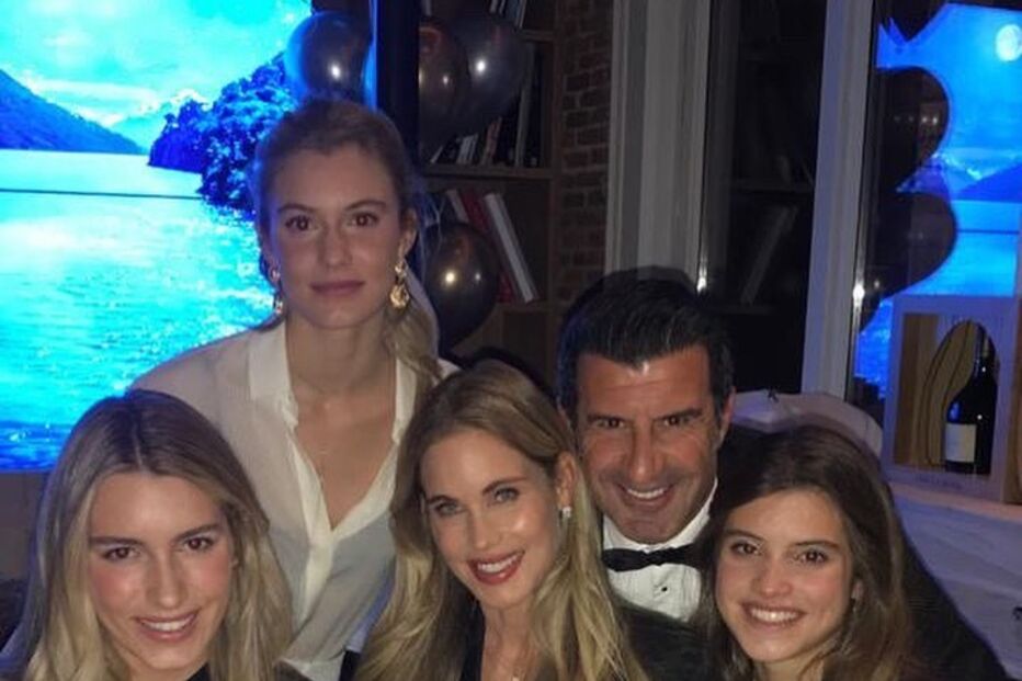 Modelo com os pais, Luís Figo e Helen Svedin  e as irmãs