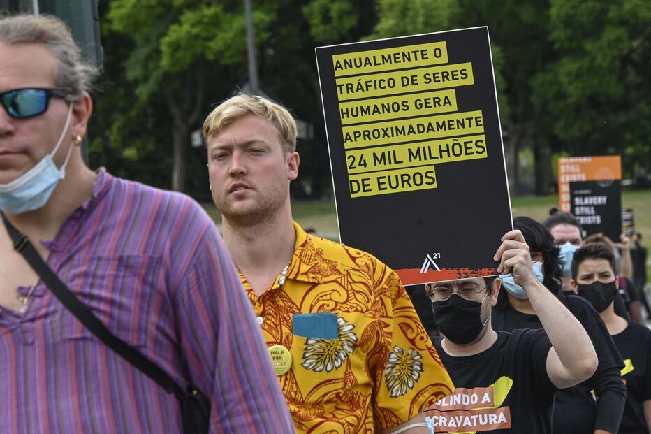 Manifestação contra o tráfico humano em Lisboa, em 2021