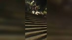 Carro despista-se e desce Escadas Monumentais da Universidade de Coimbra