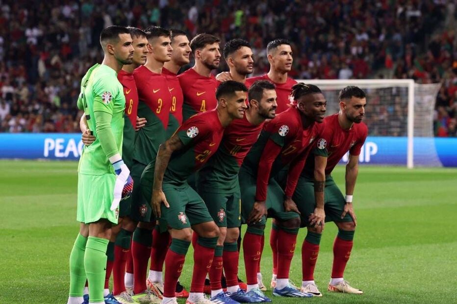 Seleção portuguesa antes do encontro com a Eslováquia
