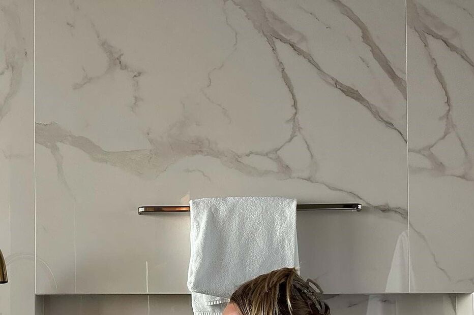 Kelly Bailey com o filho Vicente Blue