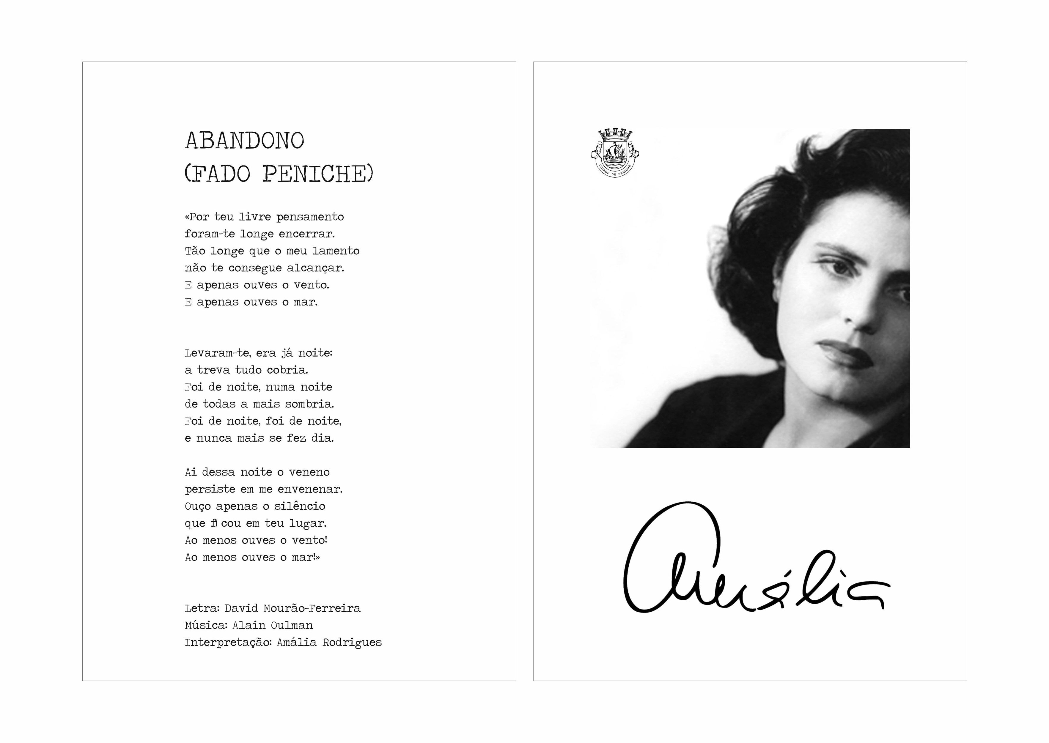 Mario Centeno quotes a poem by David Mourao-Ferreira dedicated to Amalia.