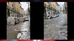 Carros apanhados por inundação na rua das Pretas em Lisboa. Veja as imagens