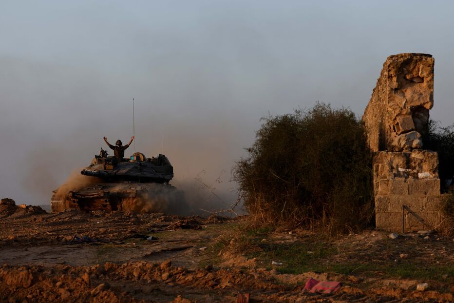 Tanque israelita perto da fronteira de Gaza