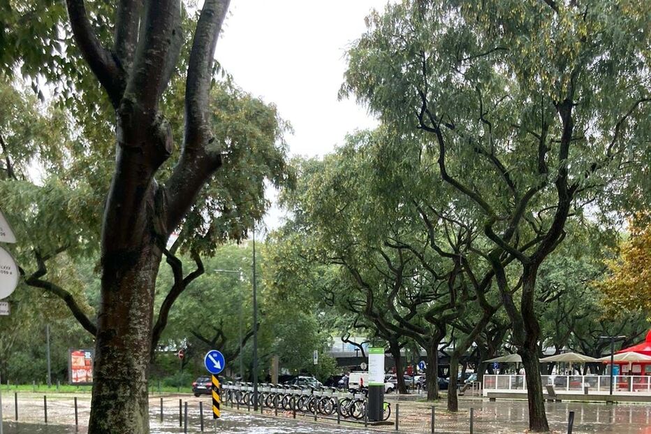 Rua em Benfica alagada 