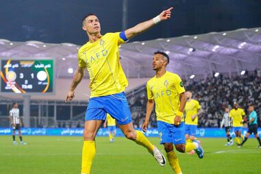 Cristiano Ronaldo, do Al Nassr, marcou frente ao Al Shabab o 50.º golo em 2023