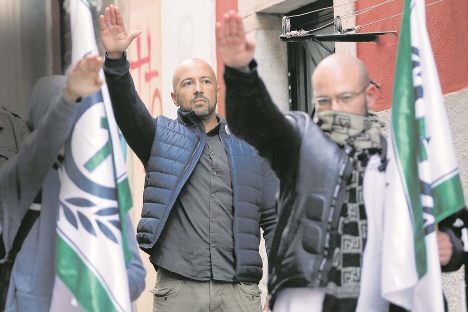 Mário Machado, em 2017, numa outra manifestação de extrema-direita, no Bairro Alto