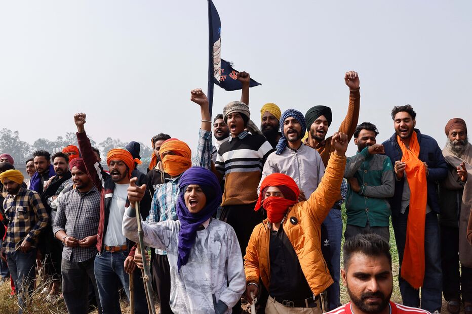 Agricultores indianos em protesto