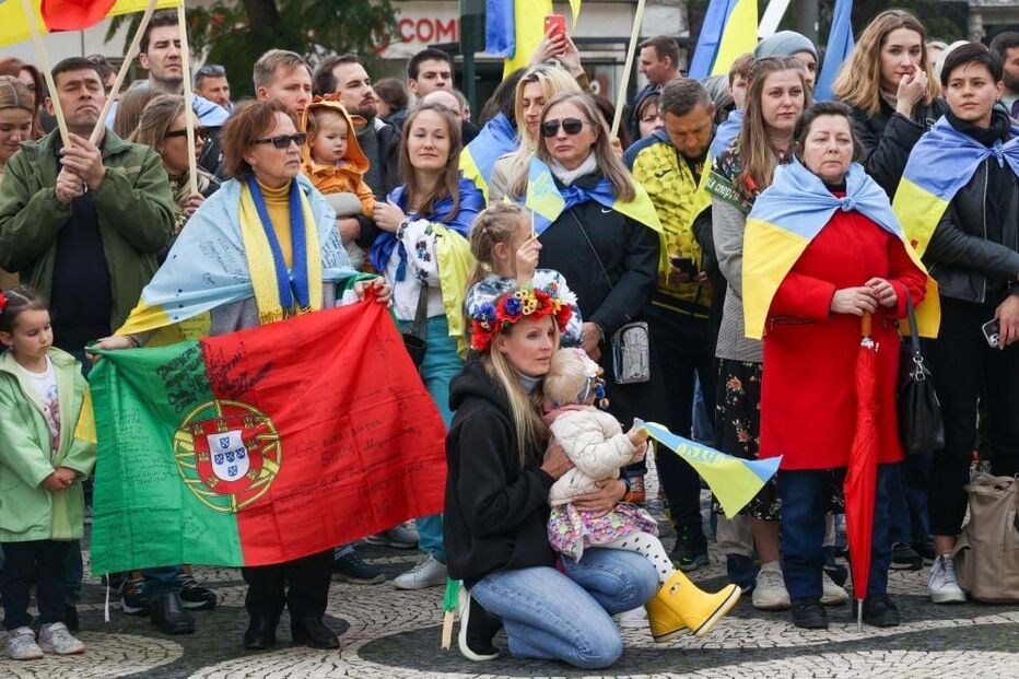 As imagens da manifestação de apoio à Ucrânia em Lisboa