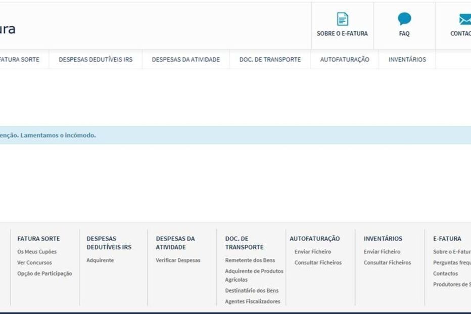 Funcionalidade do e-fatura com dificuldade de acesso 