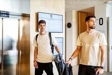 Chegada dos jogadores portugueses ao estágio