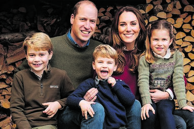 William e Kate Middleton com os filhos George, Louis e Charlotte