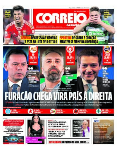 Capa de segunda-feira, 11 de março de 2024