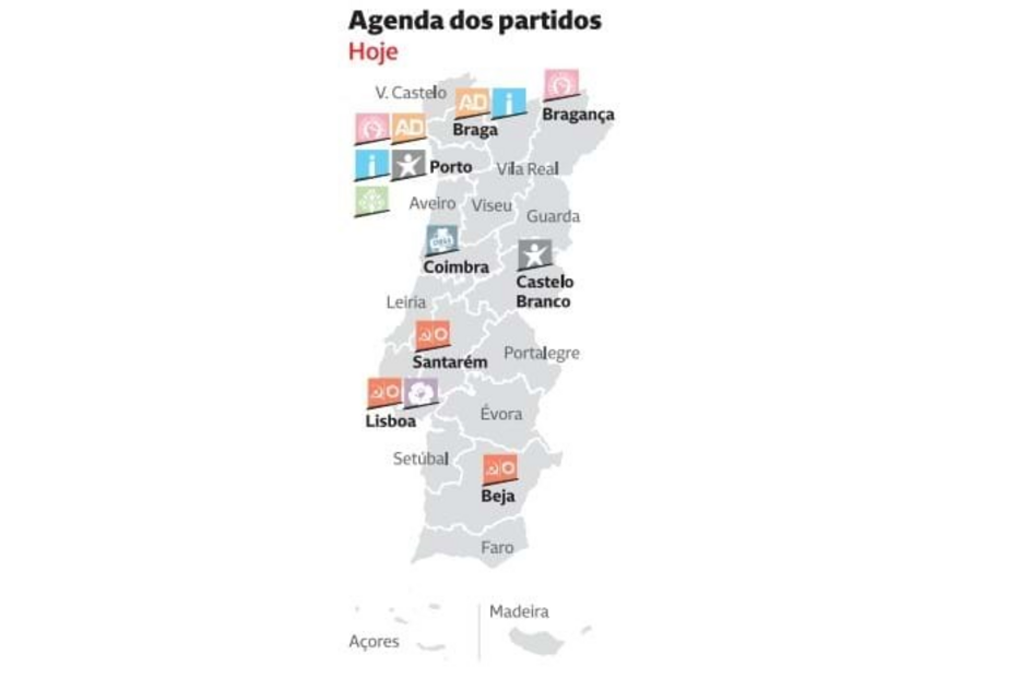Agenda dos partidos políticos para este sábado