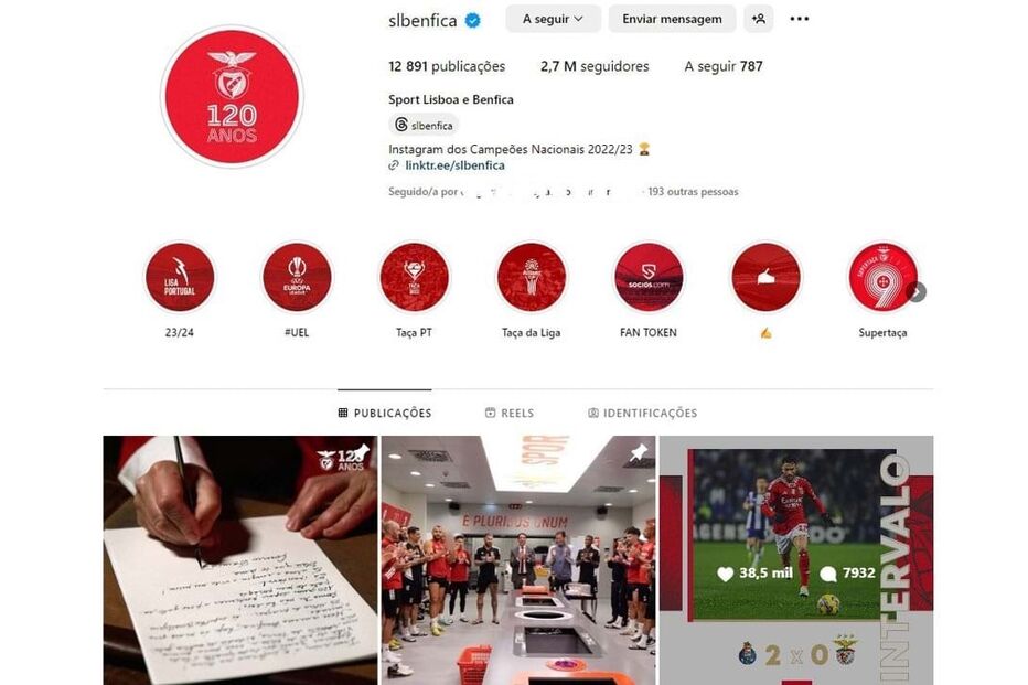 Redes sociais do Benfica 'congelaram'