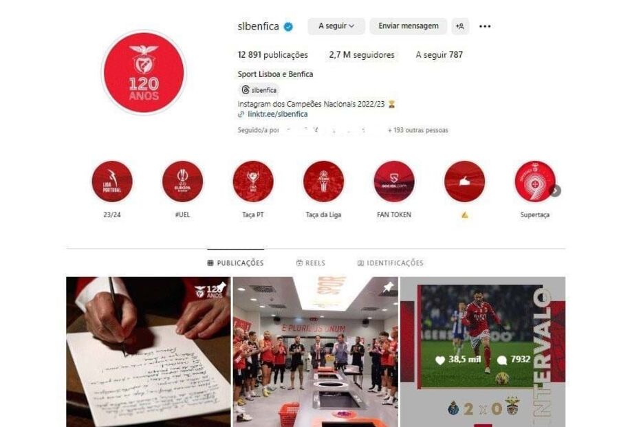 Redes sociais do Benfica 'congelaram'