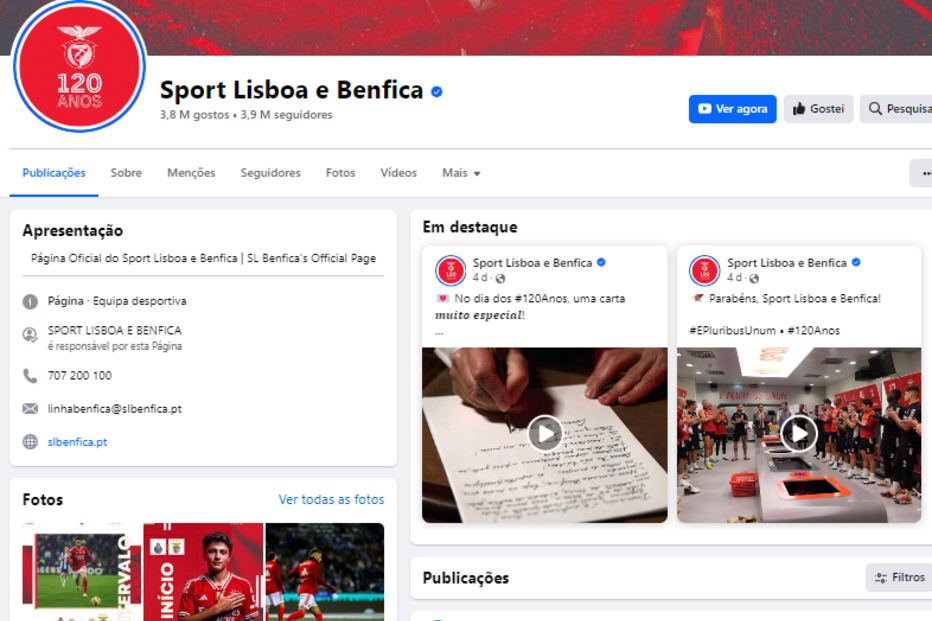 Redes sociais do Benfica 'congelaram'