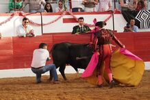 O cavaleiro Luís Rouxinol conseguiu evitar que o touro escapasse da praça