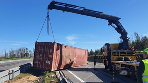 Camião com contentor marítimo despista-se em Estarreja