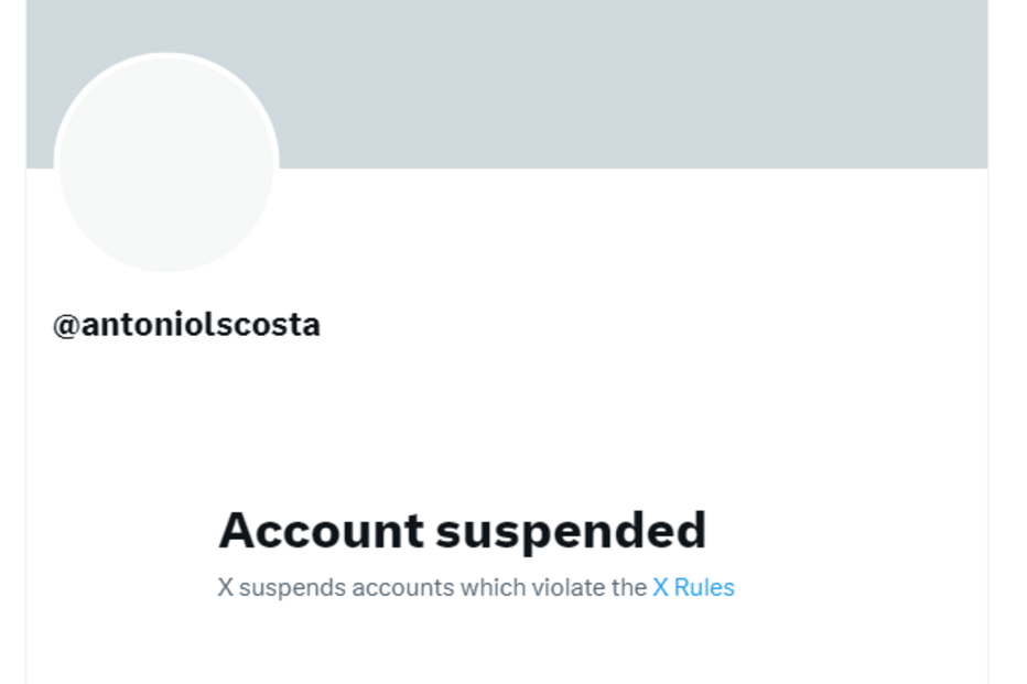 Conta de António Costa suspensa