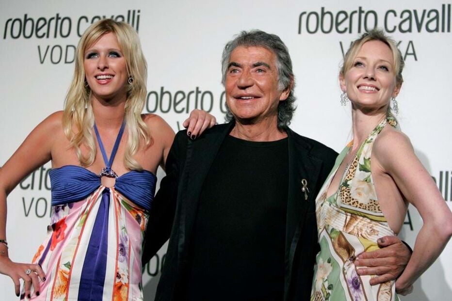 Roberto Cavalli com Nicky Hilton e Anne Heche