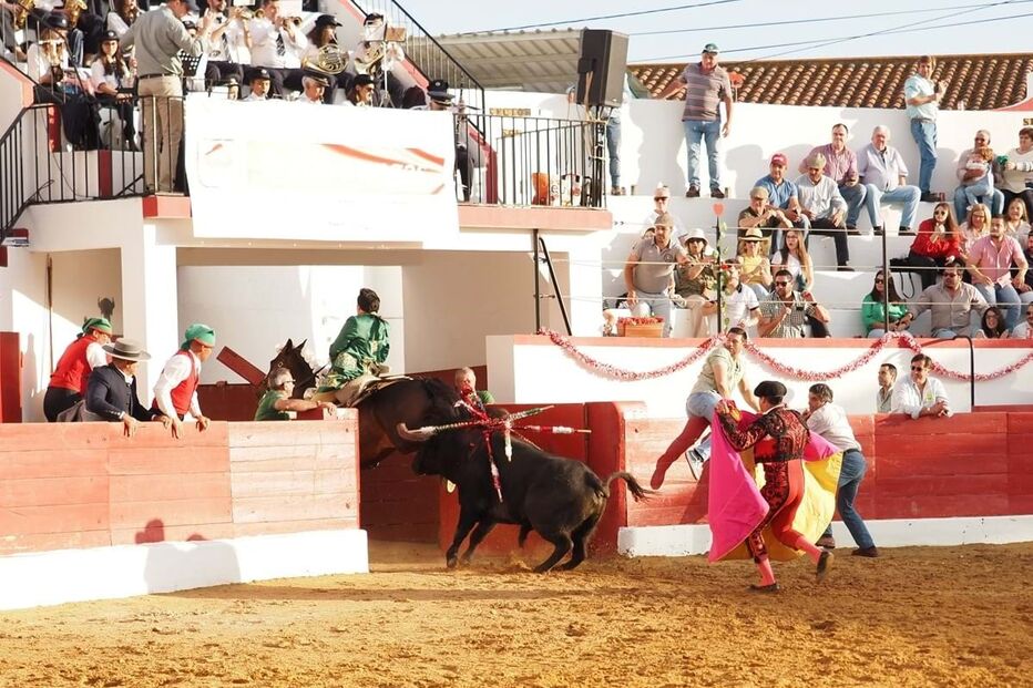 O cavaleiro Luís Rouxinol conseguiu evitar que o touro escapasse da praça