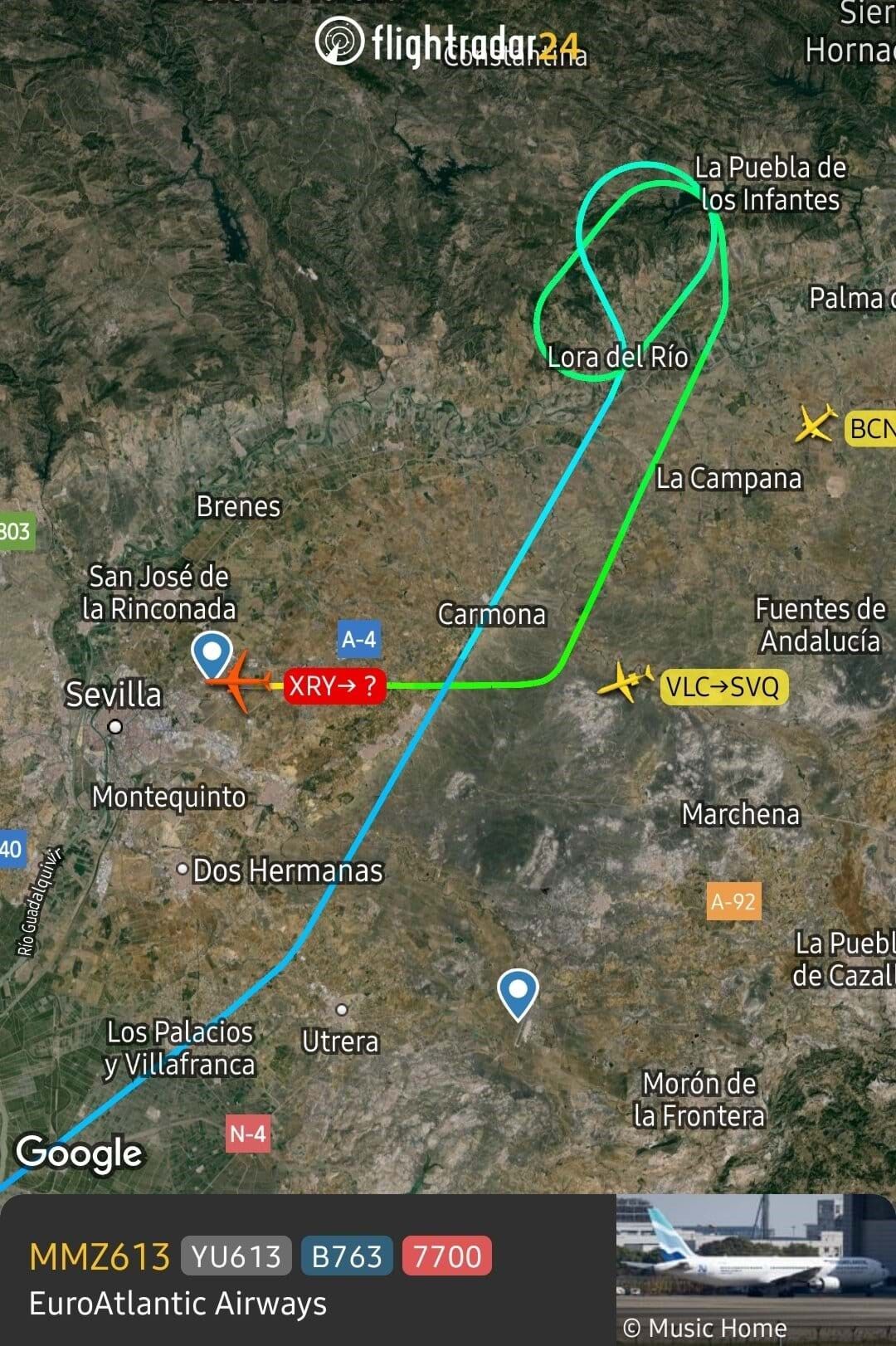 A Portuguese plane carrying a Spanish football team makes an emergency landing in Seville