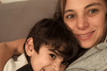 Mariana Derderián com o filho