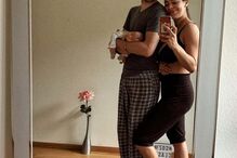 Vanessa Ferreira com o companheiro e o filho