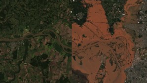 Imagens de satélite mostram o antes e o depois das cheias no Brasil 