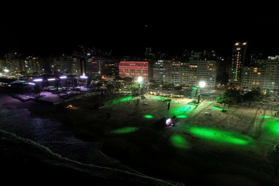Vista sobre o palco na praia de Copacabana